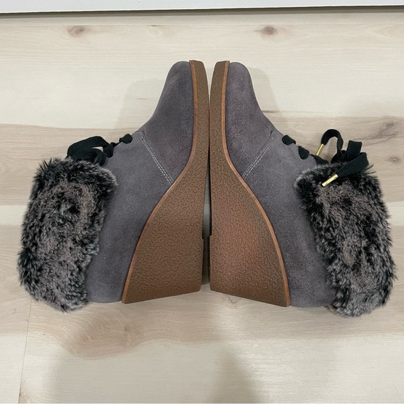 EUC Cole Haan Coralie Waterproof Wedge Bootie. Grey. Faux Fur. Size 6 / 6B - Picture 6 of 15